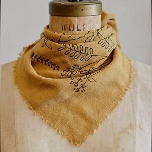 Desert Gold Botanical Print Naturally Dyed Bandana NWT
